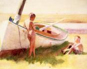 托马斯 波洛克 安舒茨 : Two Boys by a Boat